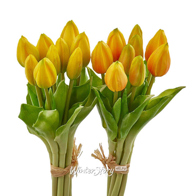 Силиконовые тюльпаны Идальго 9 шт, 29 см оранжевые EDG