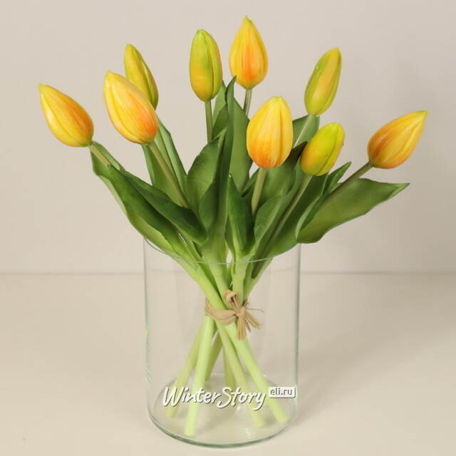 Силиконовые тюльпаны Идальго 9 шт, 29 см оранжевые EDG