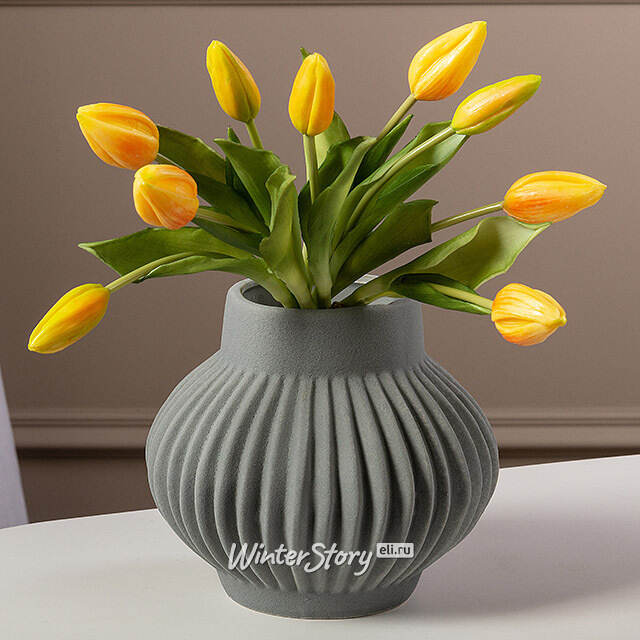 Силиконовые тюльпаны Идальго 9 шт, 29 см оранжевые EDG