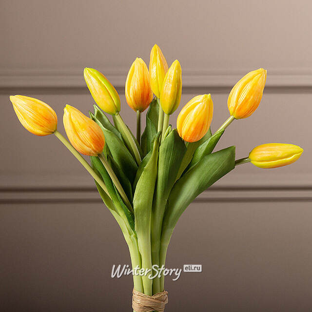 Силиконовые тюльпаны Идальго 9 шт, 29 см оранжевые EDG