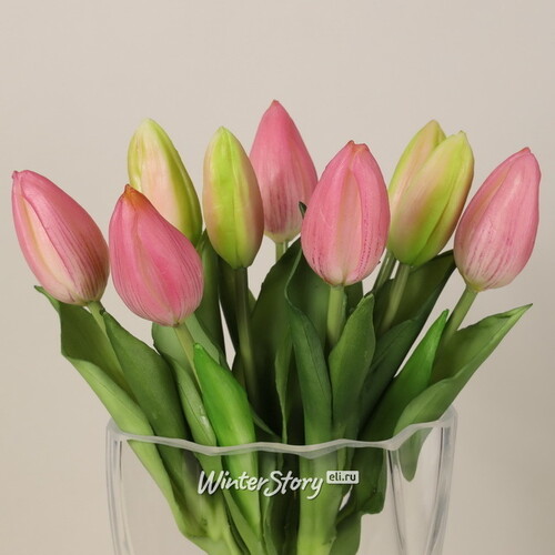 Силиконовые тюльпаны Hidalgo 9 шт, 29 см розовые EDG