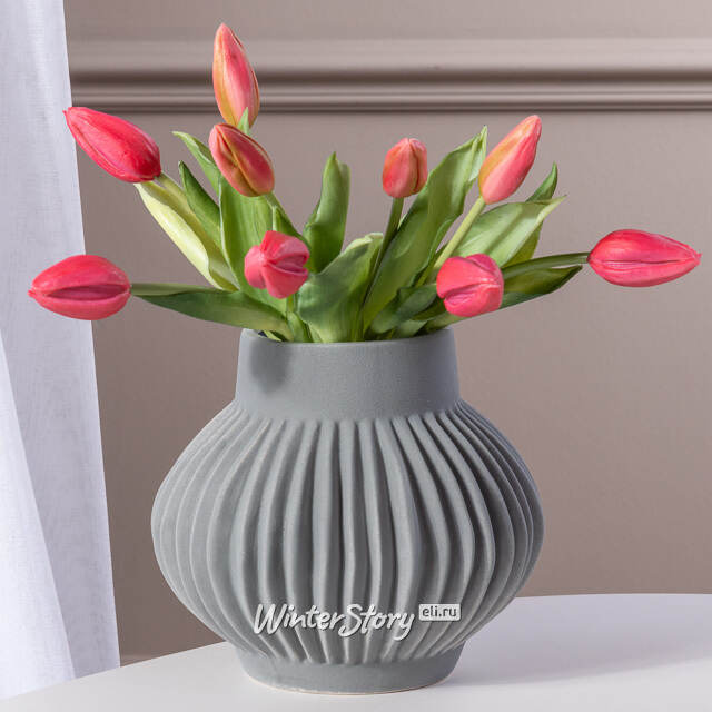 Силиконовые тюльпаны Hidalgo 9 шт, 29 см темно-розовые EDG