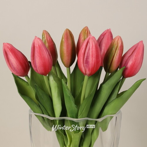 Силиконовые тюльпаны Hidalgo 9 шт, 29 см темно-розовые EDG