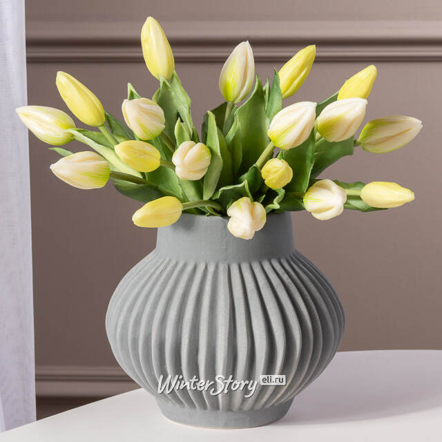 Силиконовые тюльпаны Идальго 9 шт, 29 см зеленые EDG