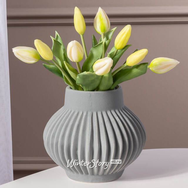 Силиконовые тюльпаны Идальго 9 шт, 29 см зеленые EDG