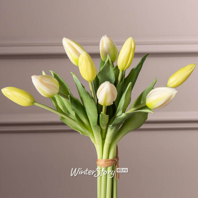 Силиконовые тюльпаны Идальго 9 шт, 29 см зеленые EDG
