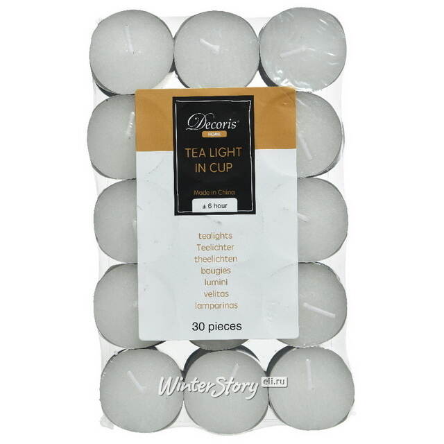 Чайные свечи 30 шт белые, 4*1.5 см, 6 часов Kaemingk (Кейминг)