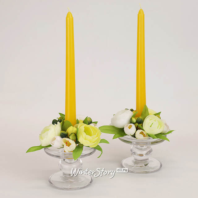 Венок для свечи Ранункулюс 12 см лимонный EDG