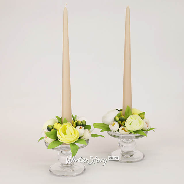 Венок для свечи Ранункулюс 12 см лимонный EDG