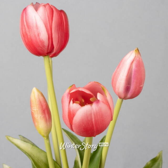 Силиконовые тюльпаны Верналис 5 шт, 40 см розовые EDG