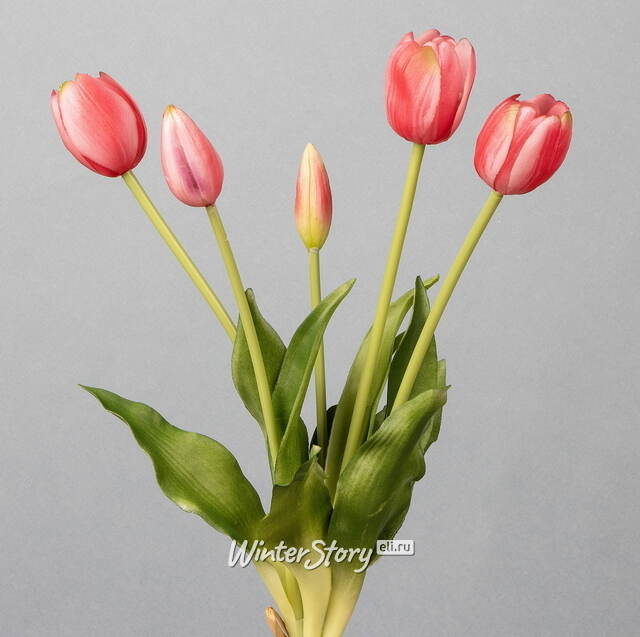 Силиконовые тюльпаны Верналис 5 шт, 40 см розовые EDG