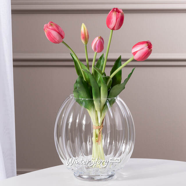 Силиконовые тюльпаны Верналис 5 шт, 40 см розовые EDG