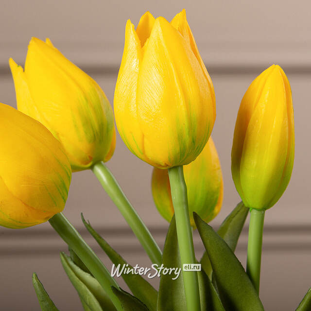 Силиконовые цветы Тюльпаны Паратео 5 шт, 26 см желтые EDG