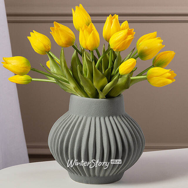 Силиконовые цветы Тюльпаны Паратео 5 шт, 26 см желтые EDG