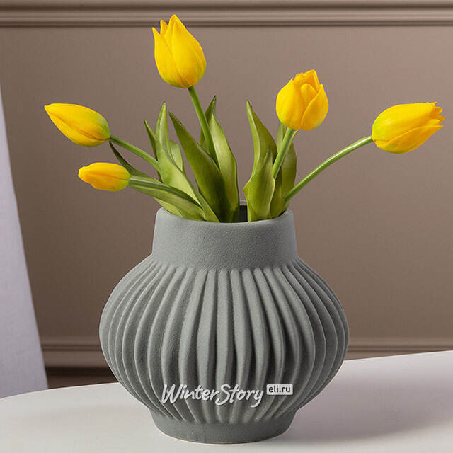 Силиконовые цветы Тюльпаны Паратео 5 шт, 26 см желтые EDG