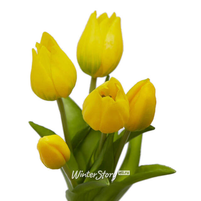Силиконовые цветы Тюльпаны Паратео 5 шт, 26 см желтые EDG