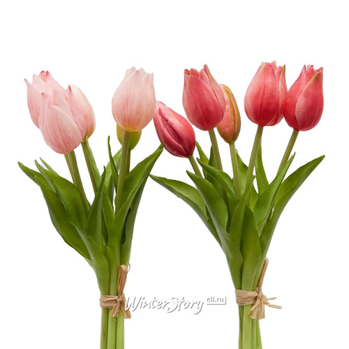 Силиконовые цветы Тюльпаны Parateo 5 шт, 26 см розовые EDG