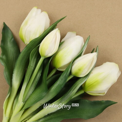 Силиконовые цветы Тюльпаны Piccola Ragazza 5 шт, 28 см белые EDG
