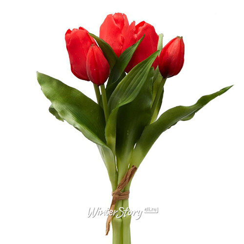 Силиконовые цветы Тюльпаны Piccola Ragazza 5 шт, 28 см красные EDG