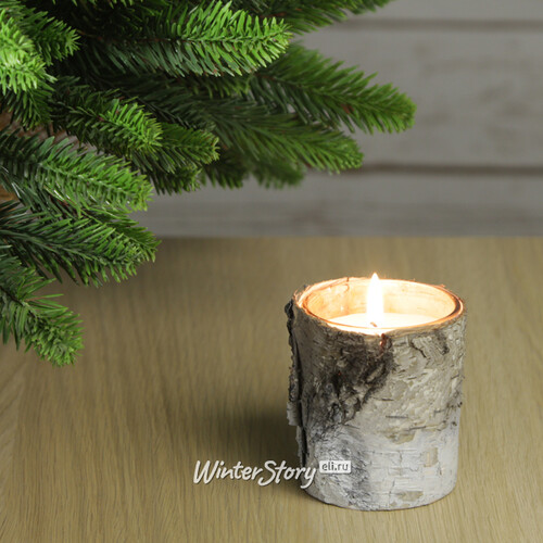Декоративная свеча Березка 7*6 см коричневая с белым Kaemingk