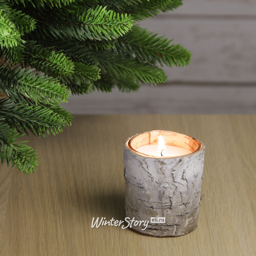 Декоративная свеча Березка 7*6 см белая с коричневым Kaemingk