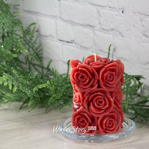 Декоративная свеча Розабелла 10*7 см бордовая Kaemingk