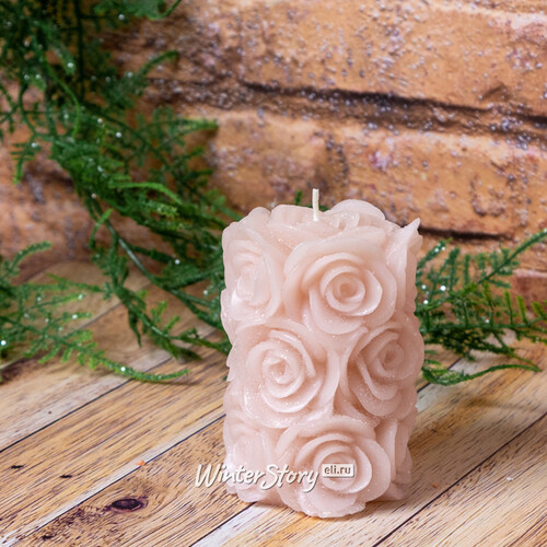 Декоративная свеча Розабелла 10*7 см розовый бутон Kaemingk