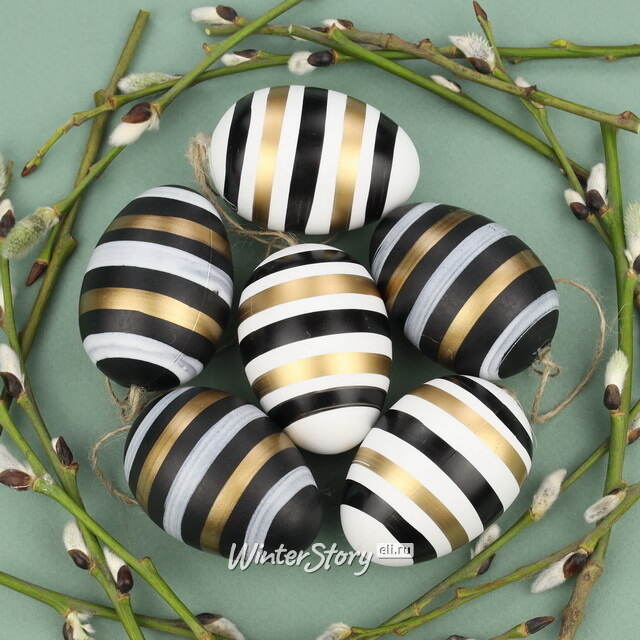 Пасхальные подвески Яйца - Glamorous Stripes 6 см, 6 шт Breitner