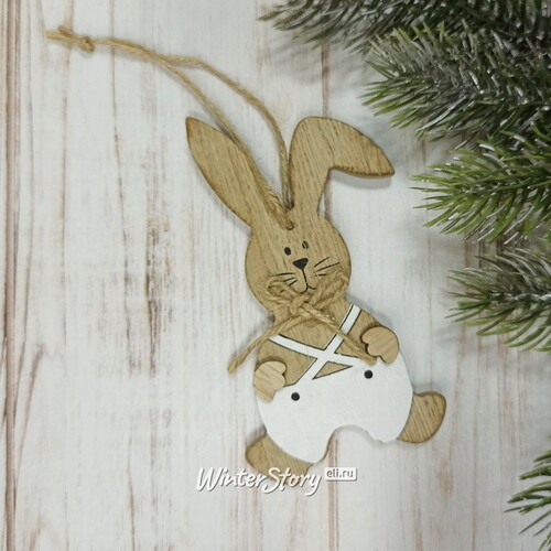 Деревянная елочная игрушка Кролик Урвин 12 см, подвеска Breitner