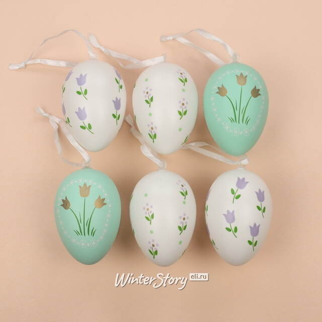 Пасхальные подвески Яйца - Flower Green 6 см, 6 шт Breitner