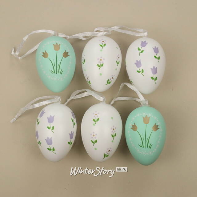 Пасхальные подвески Яйца - Flower Green 6 см, 6 шт Breitner