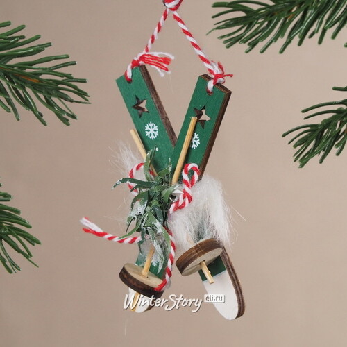 Елочная игрушка Лыжи Деда Мороза 10 см, подвеска Breitner