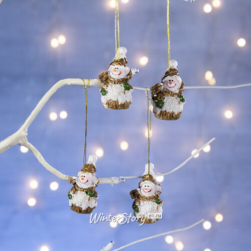 Набор ёлочных игрушек Радостные Снеговики 4 см, 4 шт, подвеска Breitner