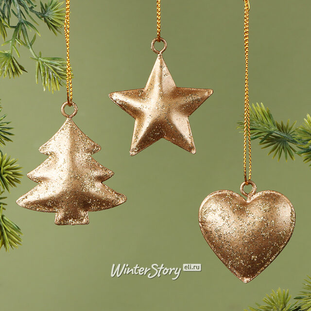 Набор елочных игрушек Золотое Рождество 5 см, 6 шт, подвеска Breitner