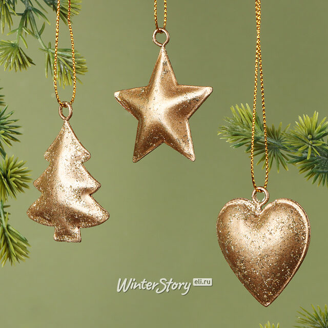 Набор елочных игрушек Золотое Рождество 5 см, 6 шт, подвеска Breitner