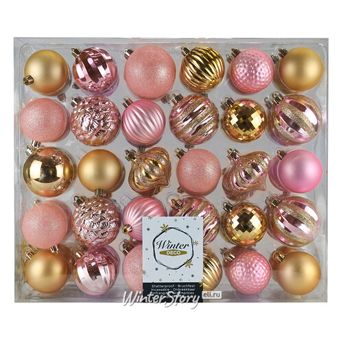 Набор пластиковых шаров Rosy Glam 6-7 см, 60 шт Winter Deco