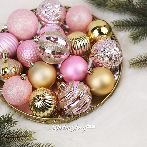 Набор пластиковых шаров Rosy Glam 6-7 см, 60 шт Winter Deco