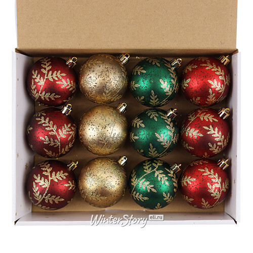 Набор пластиковых шаров Holly Christmas 6 см, 12 шт Kaemingk/Winter Deco