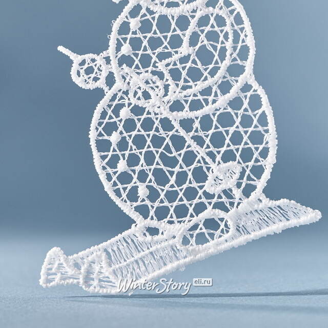 Кружевная елочная игрушка Снеговик на лыжах 9 см Vogel (Вогель)