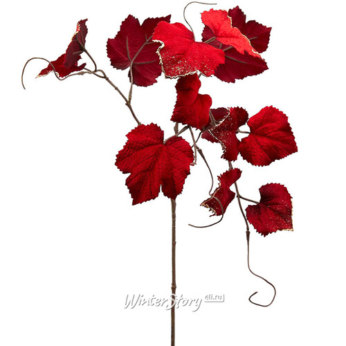 Декоративная ветка Виноградные листья Санджовезе 84 см, алая EDG