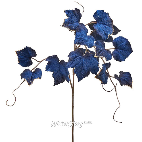 Декоративная ветка Виноградные листья Санджовезе 84 см, лазурная EDG