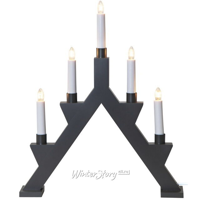 Светильник-горка Zack 41*34 см графитовый, 5 электрических свечей Star Trading
