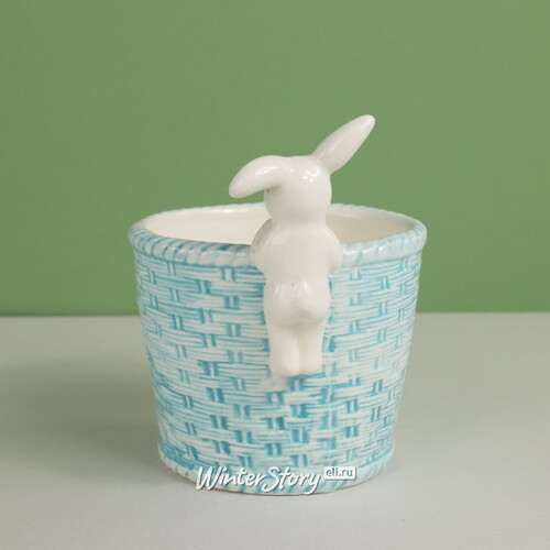 Декоративное кашпо Крошка Кролик 14*11 см голубое Koopman