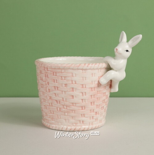 Декоративное кашпо Крошка Кролик 14*11 см розовое Koopman