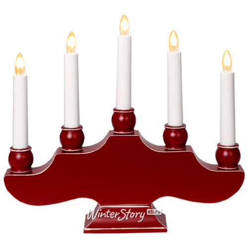 Винтажный светильник-горка Hanna 30*27 см красный, 5 электрических свечей Star Trading