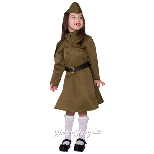 Детская военная форма Солдаточка в платье, рост 122-134 см Бока С