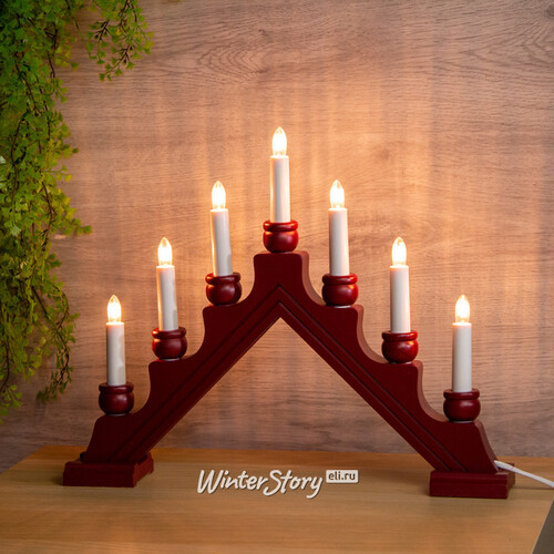 Рождественская горка Карина 42*35 см красная, 7 электрических свечей Star Trading
