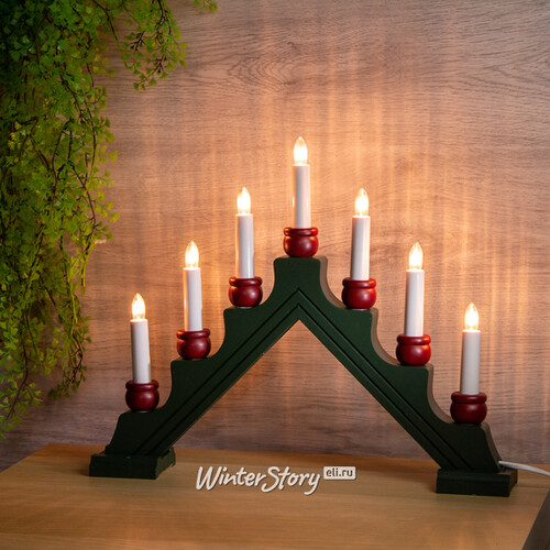 Светильник-горка Карина 42*35 см зеленый, 7 электрических свечей Star Trading