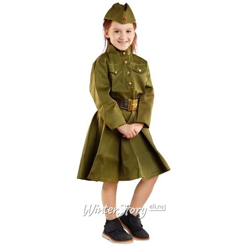 Детская военная форма Солдаточка в платье люкс, рост 104-116 см Бока С