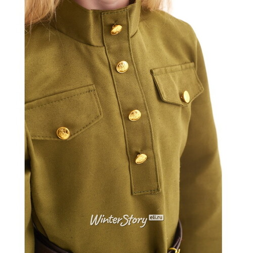 Детская военная форма Солдаточка в платье люкс, рост 122-134 см Бока С